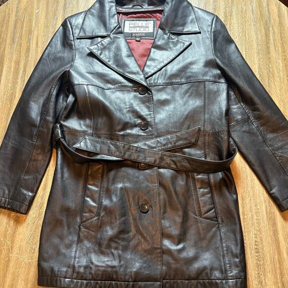 Vintage Pelle Studio Wilsons Leather Coat Jacket Women's Medium Trench - Picture 1 of 8